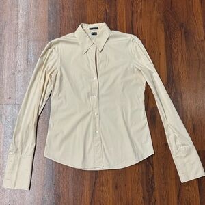 Theory Cream Button-Up Blouse Size M Minimal Classic Workwear
